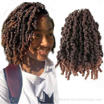 10 inch Black Brown Spring Twist Crochet Braids Fluffy Short Curly Passion Twist Braiding Hair Synthetic Hair Extensions